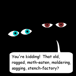 That old ragged, moth-eaten, moldering, sagging, stench-factory?