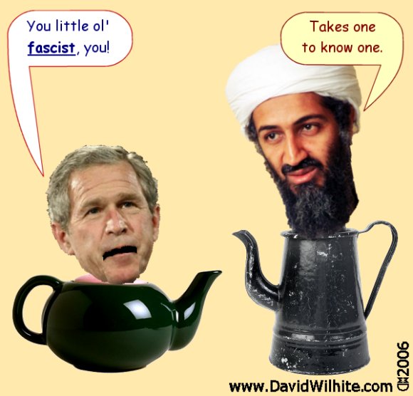 Pot and Kettle - Osama Bin Laden Political Cartoon by David Wilhite